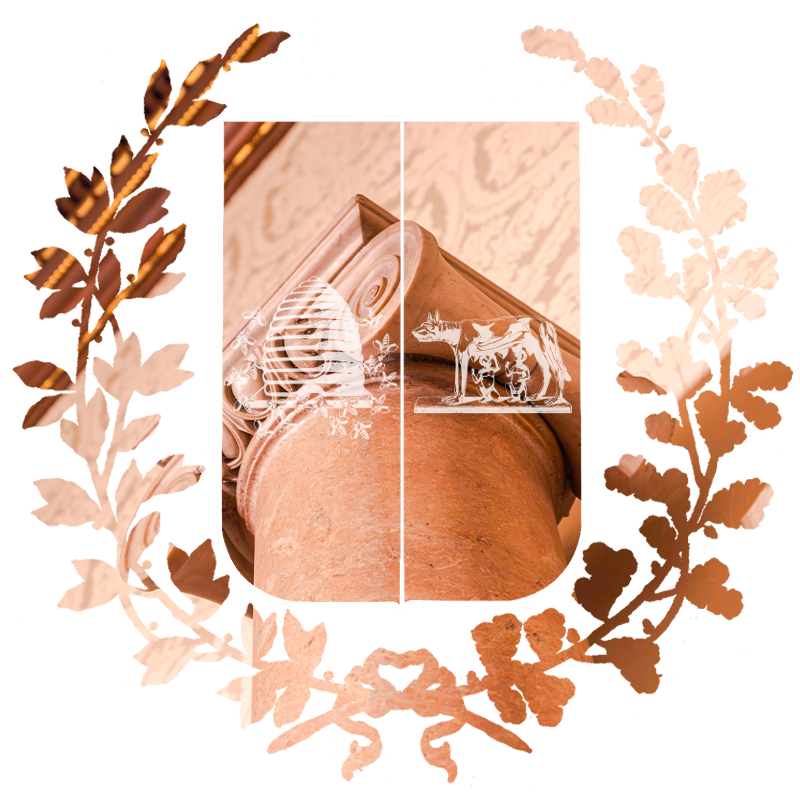 Mask column in the exhibition hall - Fondazione Roma